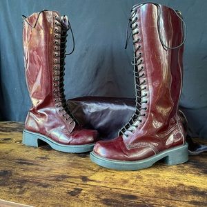 Vintage Dr. Martens Burgundy Patent Leather Boots